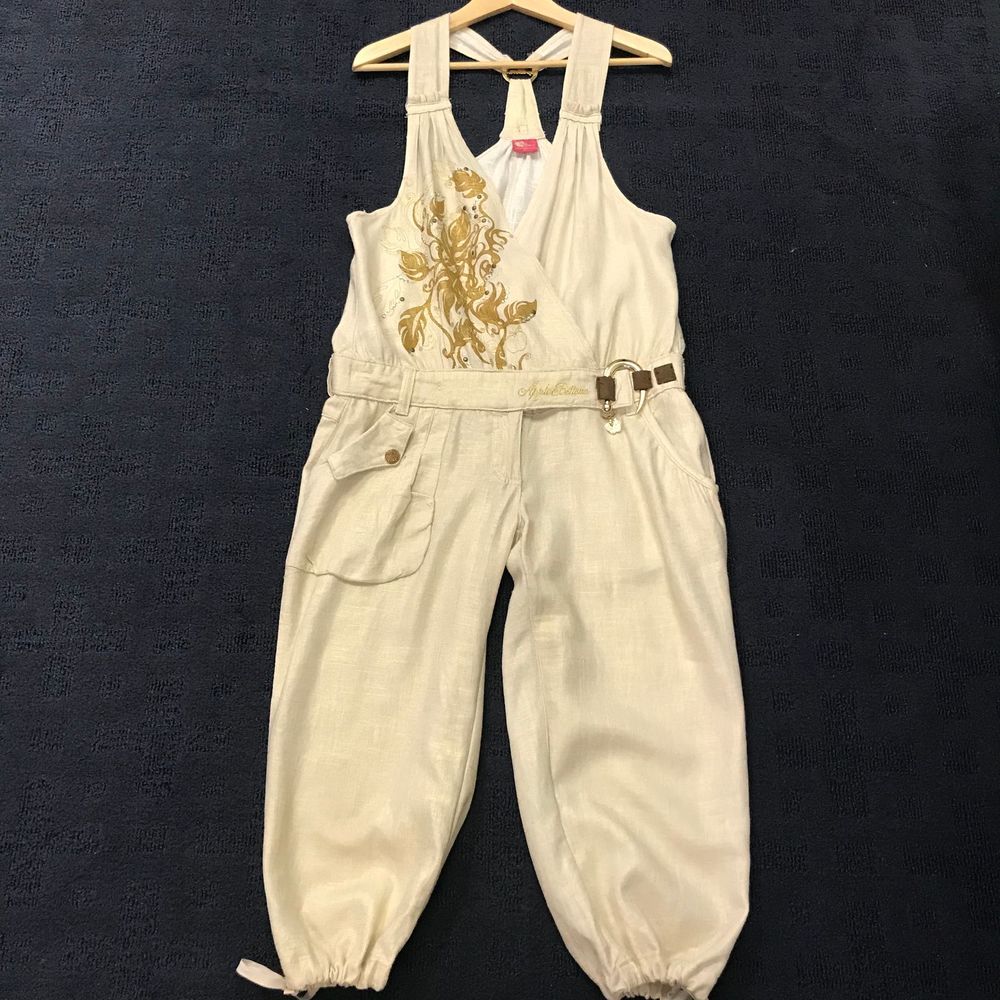 Apple Bottoms Cream Jumpsuit with Gold Print